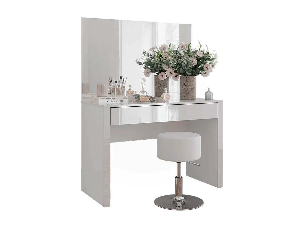 Dressing table white high gloss / white 110x50x75.5 annabelle