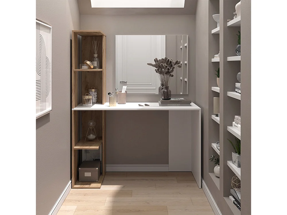 Coiffeuse blanc/sonoma 122.2x55.2x75.8 tower