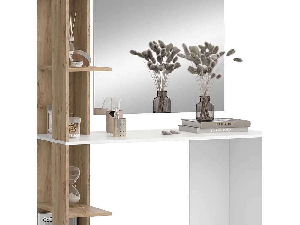 Coiffeuse blanc/sonoma 122.2x55.2x75.8 tower