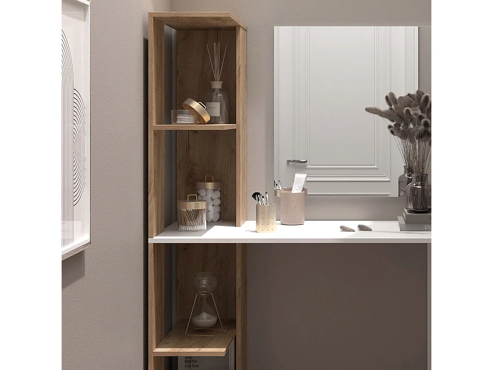 Coiffeuse blanc/sonoma 122.2x55.2x75.8 tower