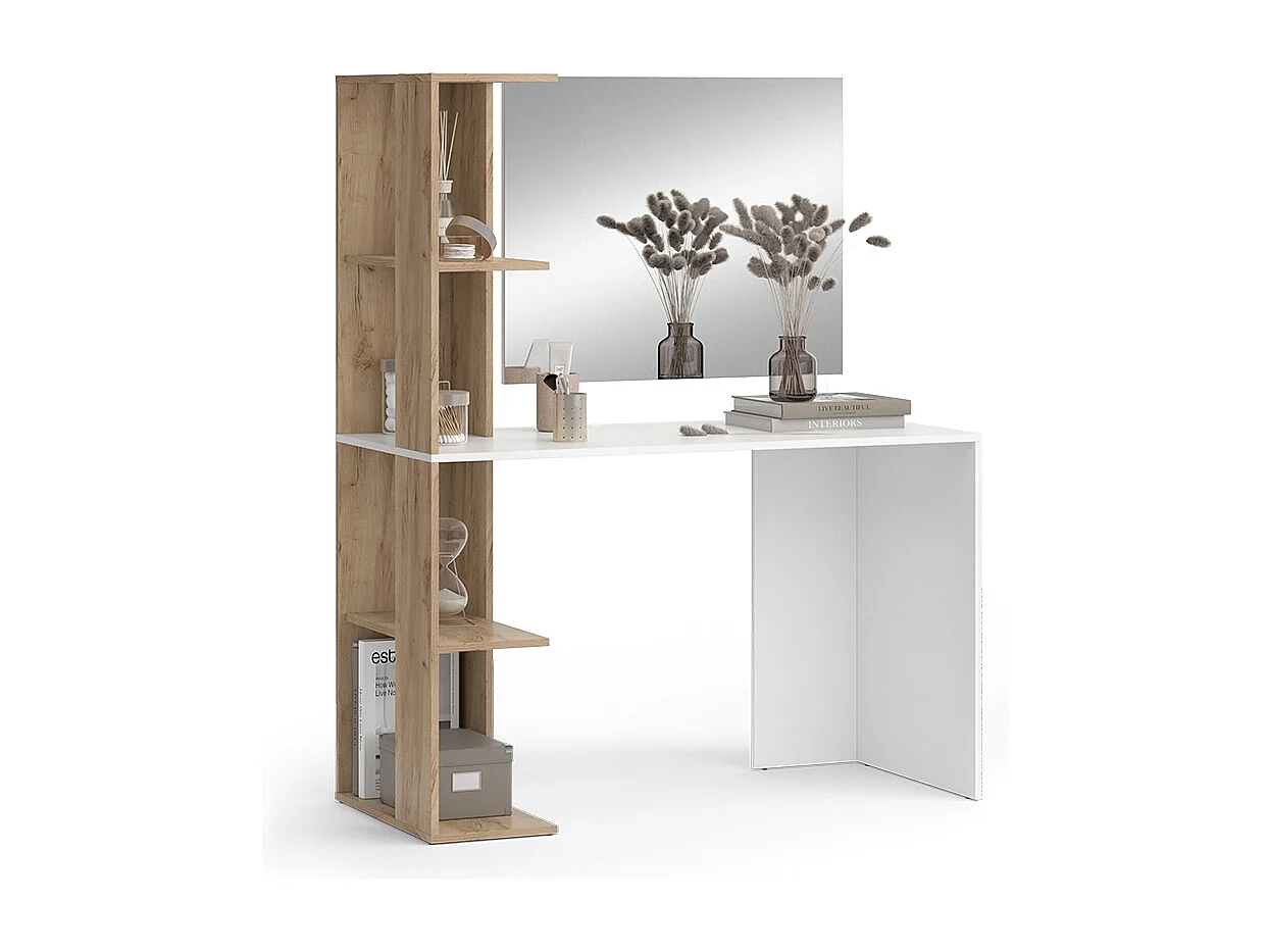 Coiffeuse blanc/sonoma 122.2x55.2x75.8 tower