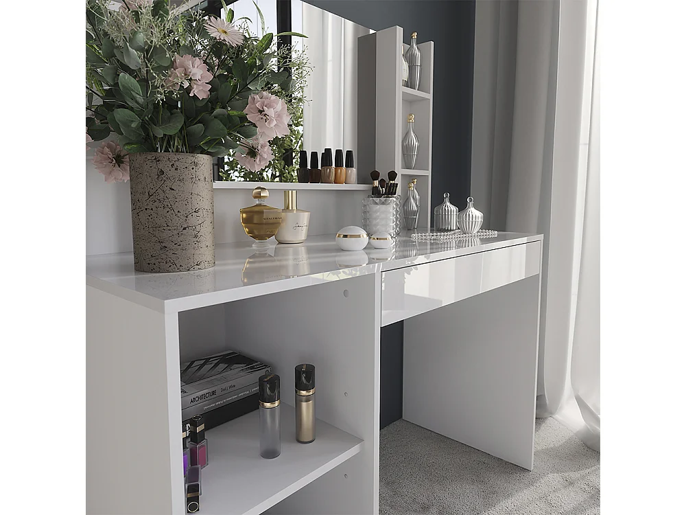 Kaptafel wit/wit hoogglans 119.8x50.1x76 sherry