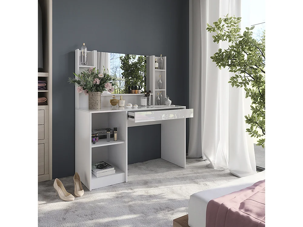 Kaptafel wit/wit hoogglans 119.8x50.1x76 sherry