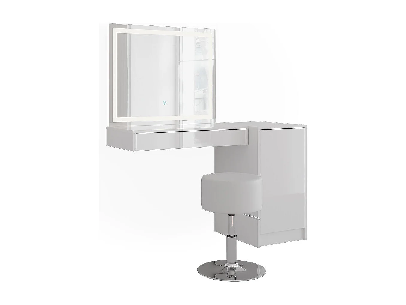 Schminktisch weiß/weiß hochglanz 120x50.1x76 sherry