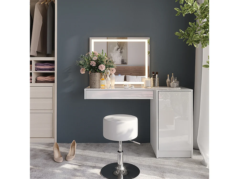 Coiffeuse blanc/blanc brillant 120x50.1x76 sherry