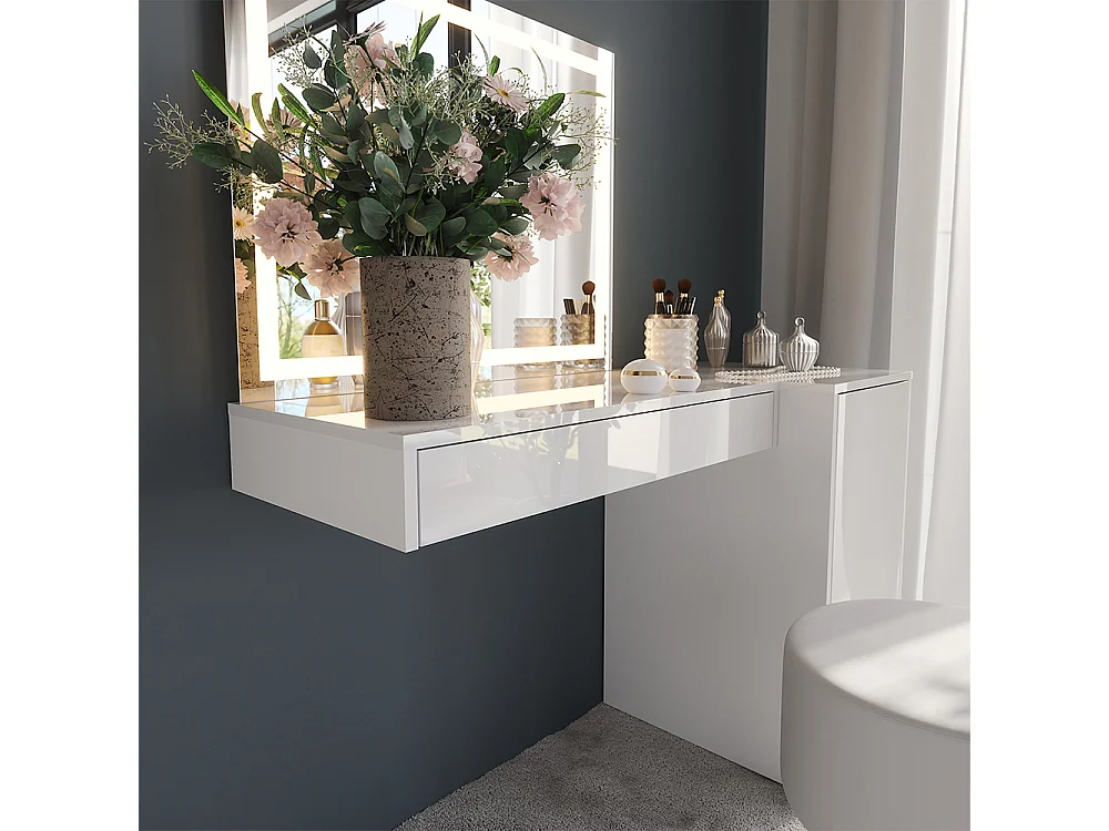 Coiffeuse blanc/blanc brillant 120x50.1x76 sherry