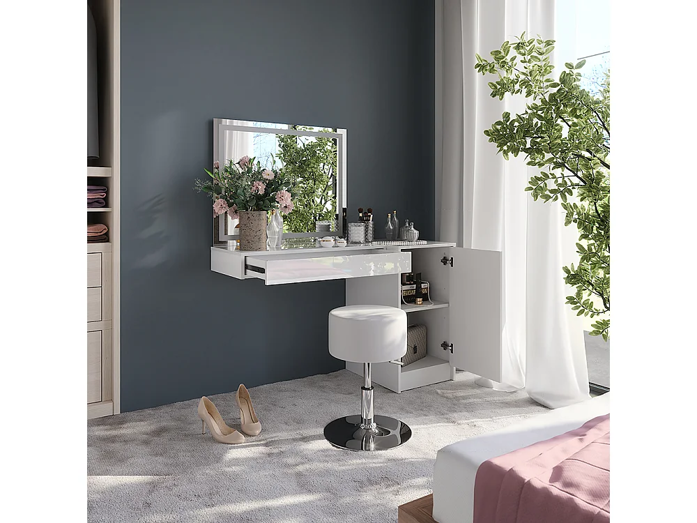 Coiffeuse blanc/blanc brillant 120x50.1x76 sherry