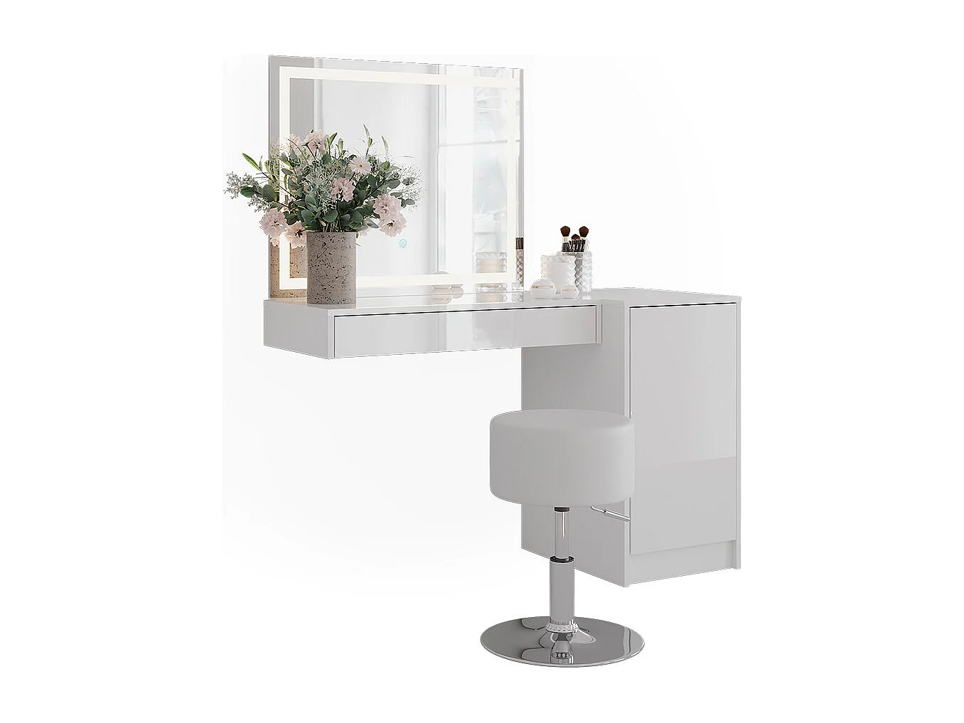 Coiffeuse blanc/blanc brillant 120x50.1x76 sherry