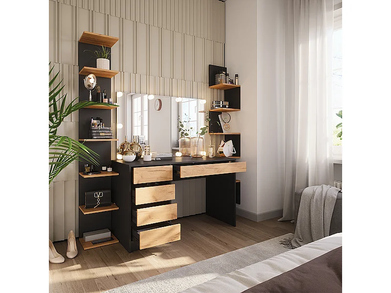 Tocador antracita/roble dorado 120x55x75 sherry