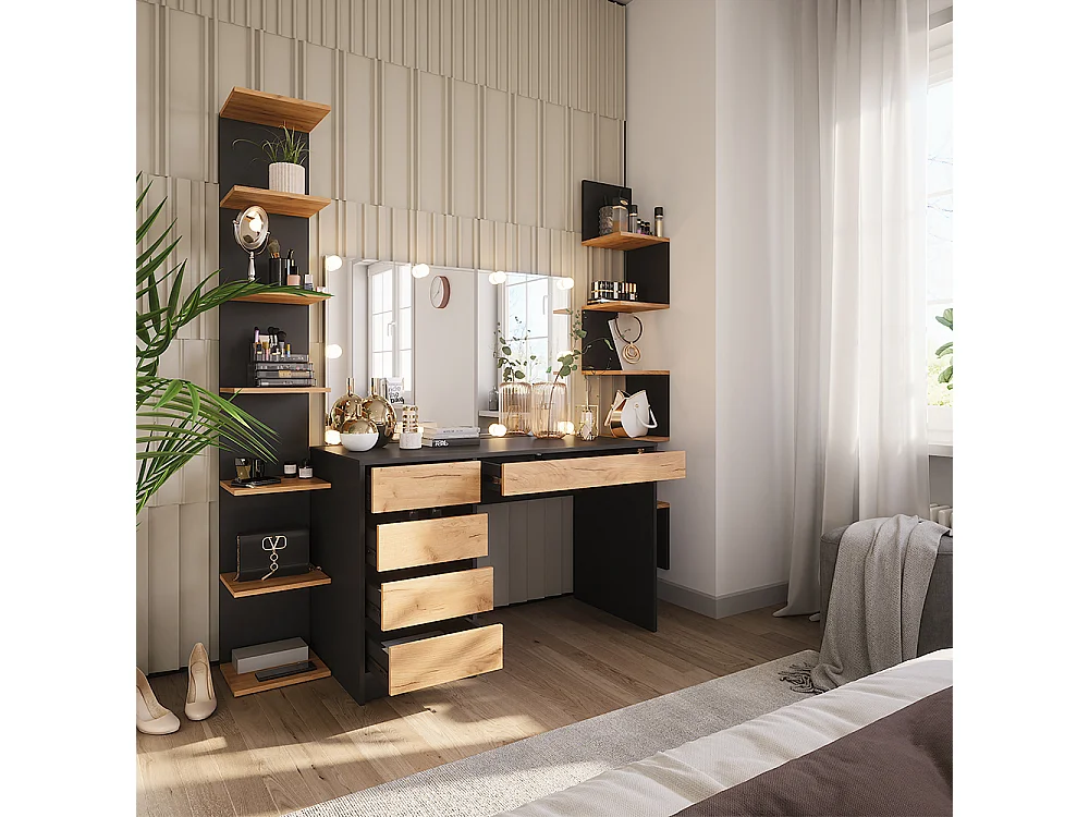 Coiffeuse anthracite/chêne doré 120x55x75 sherry