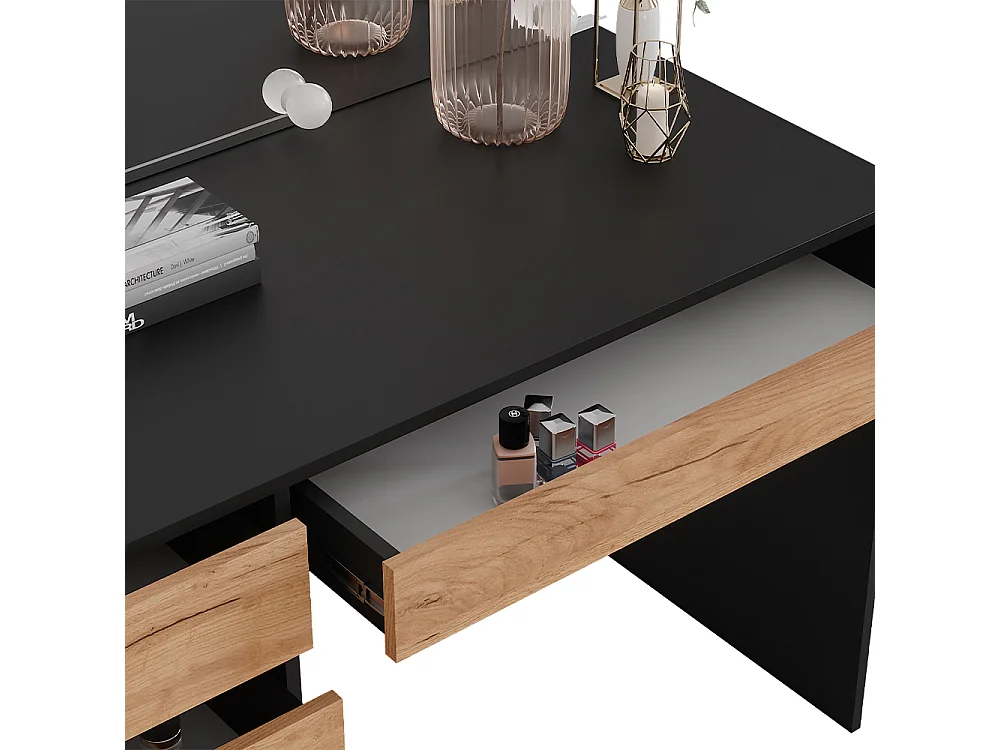 Coiffeuse anthracite/chêne doré 120x55x75 sherry