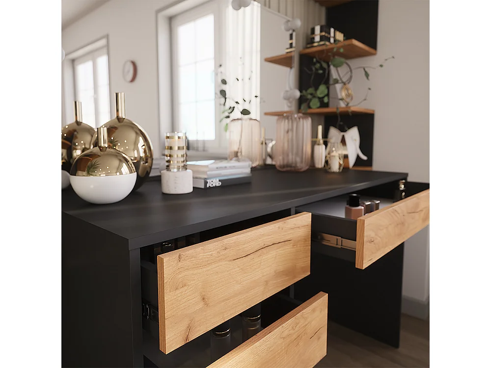 Dressing table anthracite/golden oak 120x55x75 sherry
