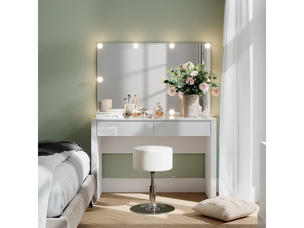 Coiffeuse blanc brillant/blanc 110x50x75.5 annabelle