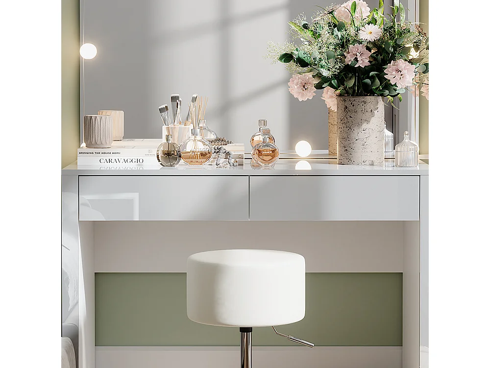Frisørbord hvid højglans/hvid 110x50x75.5 annabelle