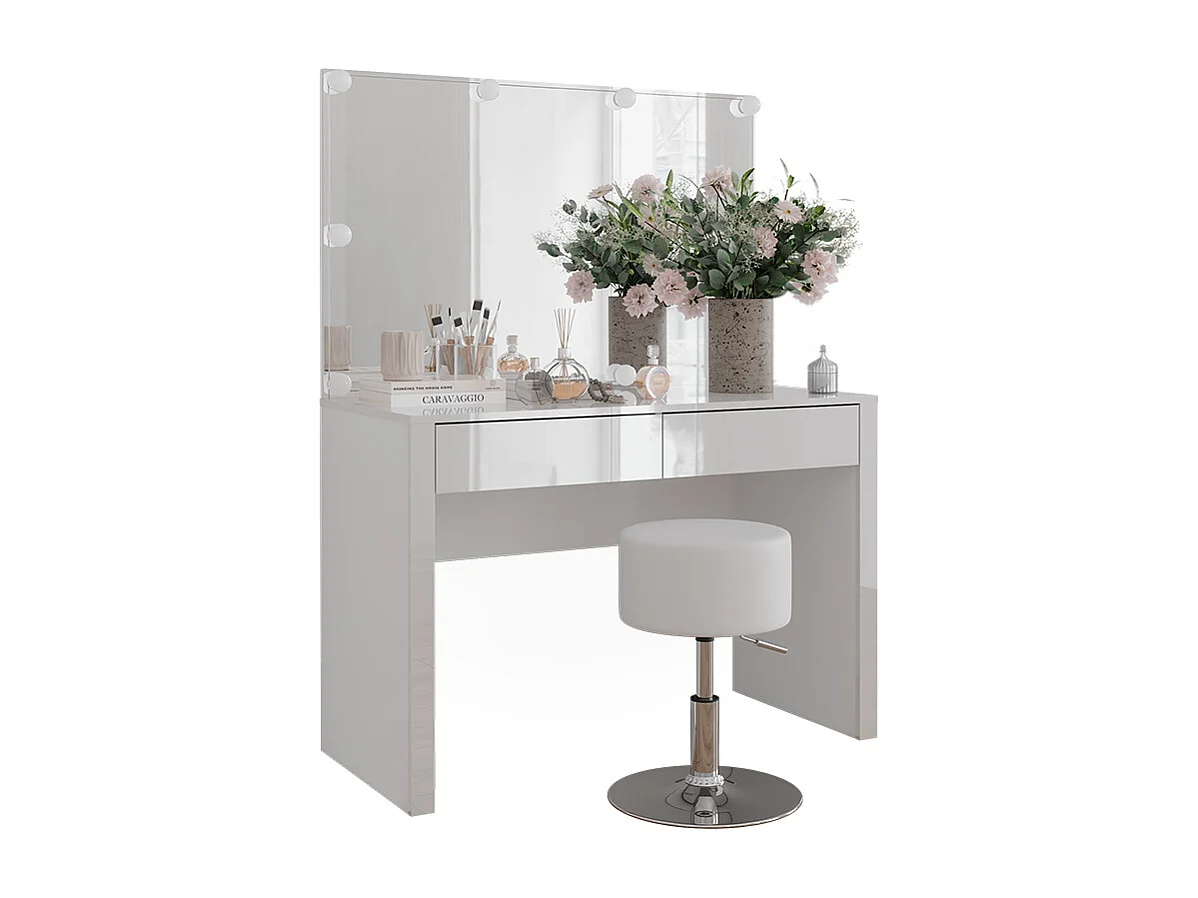 Frisørbord hvid højglans/hvid 110x50x75.5 annabelle