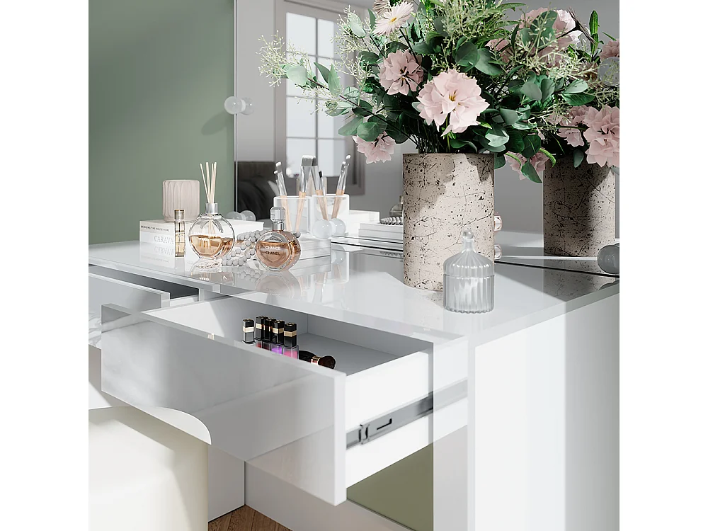 Frisørbord hvid højglans/hvid 110x50x75.5 annabelle