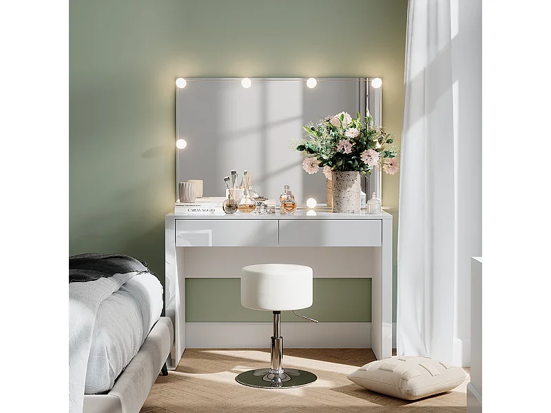 Schminktisch weiß hochglanz/weiß 110x50x75.5 annabelle