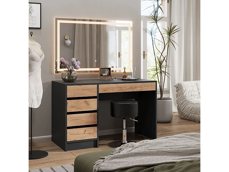 Coiffeuse anthracite/chêne doré 120x55x75 sherry