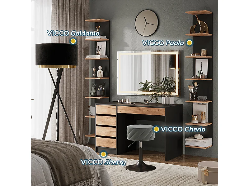 Coiffeuse anthracite/chêne doré 120x55x75 sherry