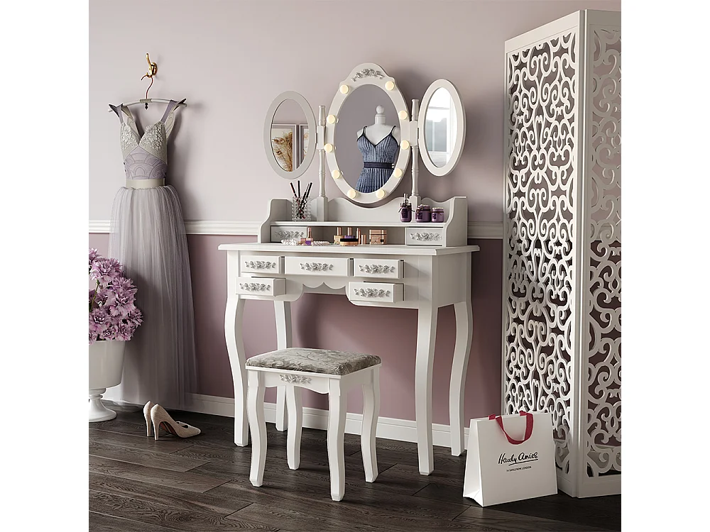 Schminktisch weiß 90x40x147 diana