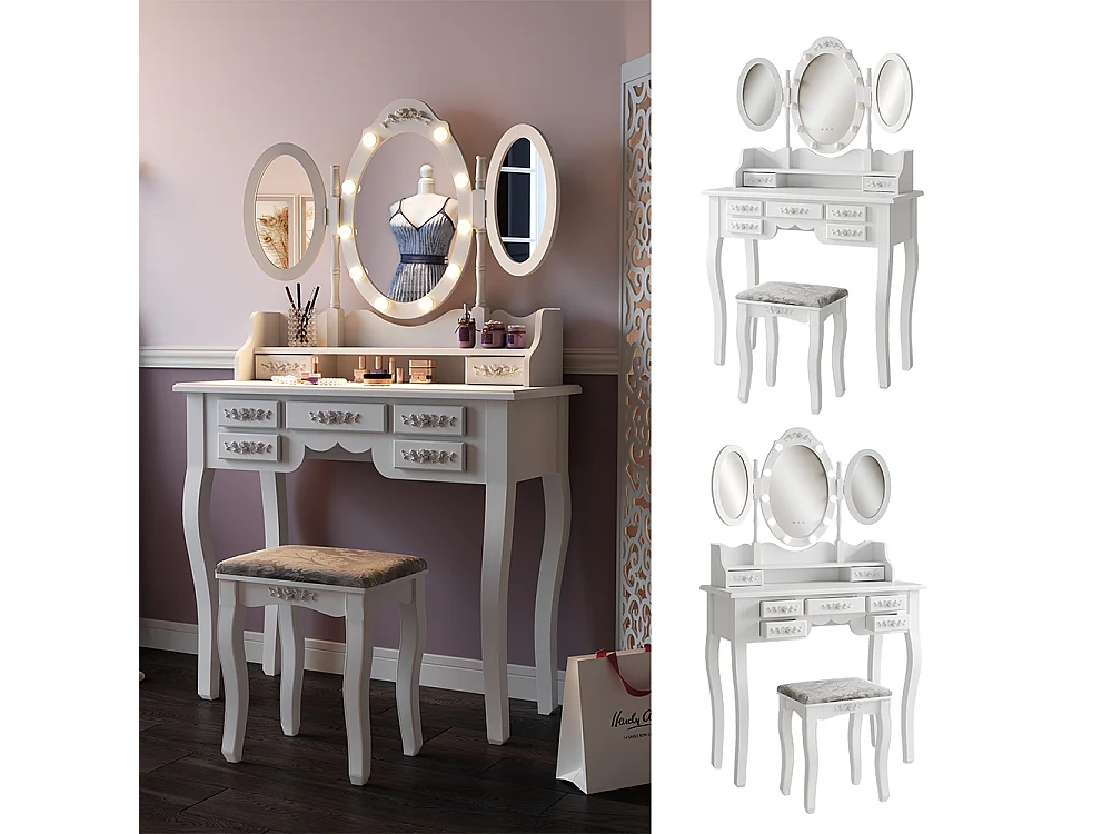 Schminktisch weiß 90x40x147 diana