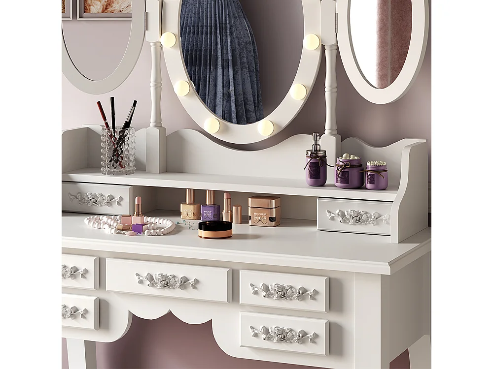 Schminktisch weiß 90x40x147 diana