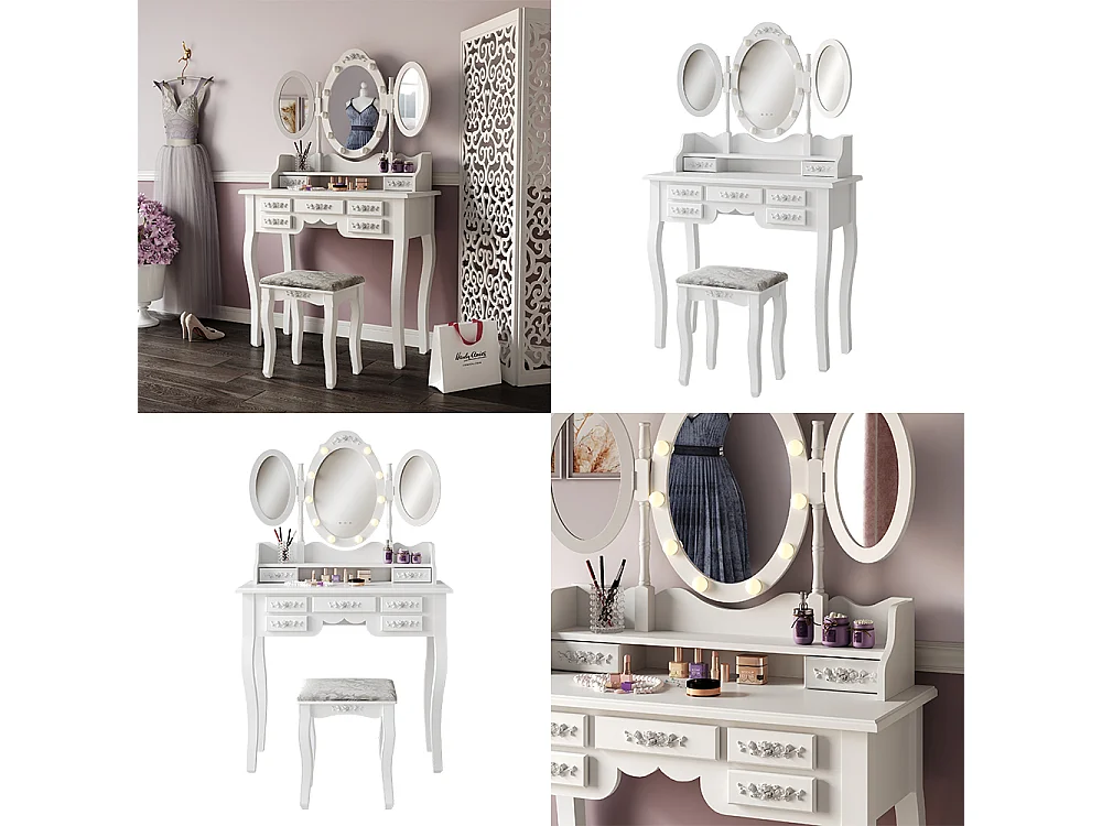 Schminktisch weiß 90x40x147 diana