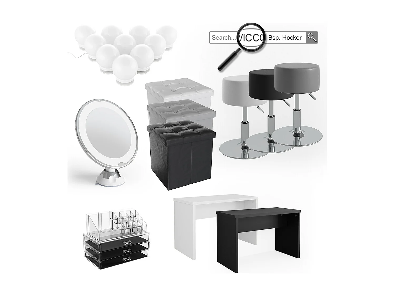 Vanity table white 80x40x139.6 ania