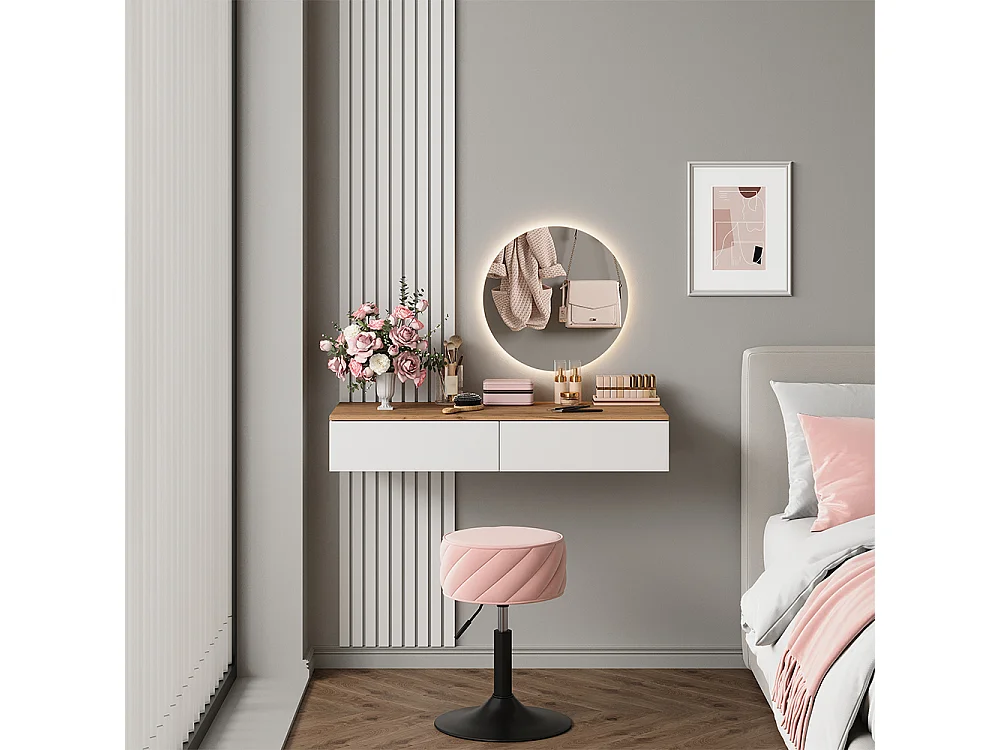 Mesa de maquillaje blanco/roble 100x40x205 melina