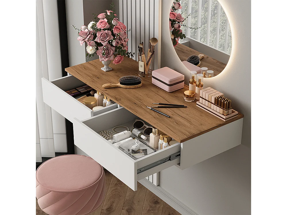 Mesa de maquillaje blanco/roble 100x40x205 melina