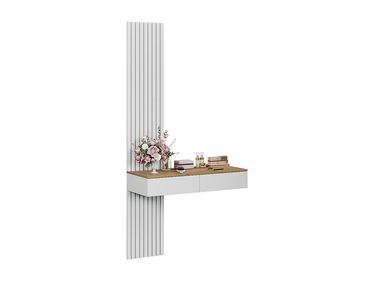 Coiffeuse blanc/chêne 100x40x205 melina