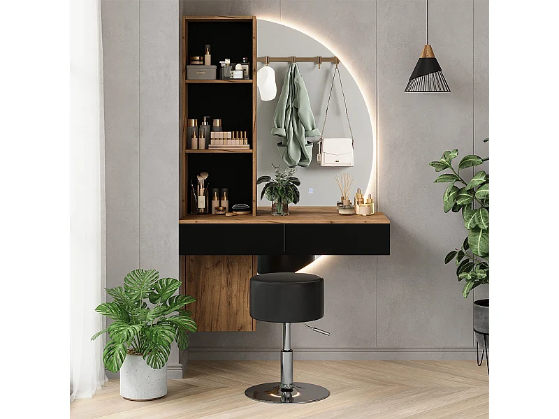 Tocador roble/negro 100x40x155 melora