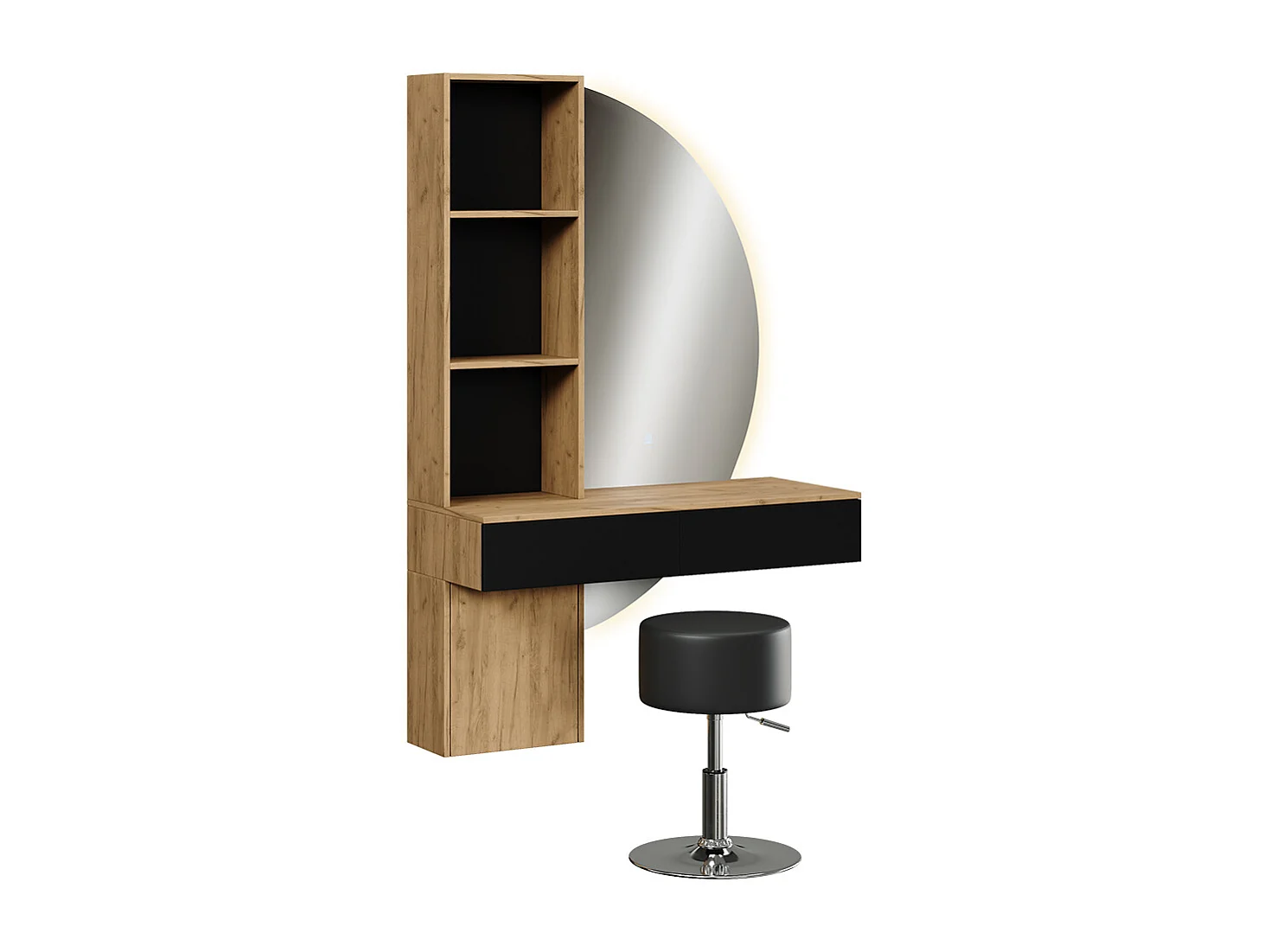 Tocador roble/negro 100x40x155 melora