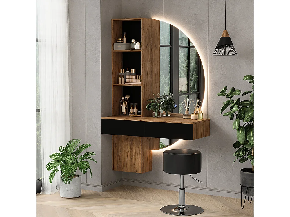 Coiffeuse chêne/noir 100x40x155 melora