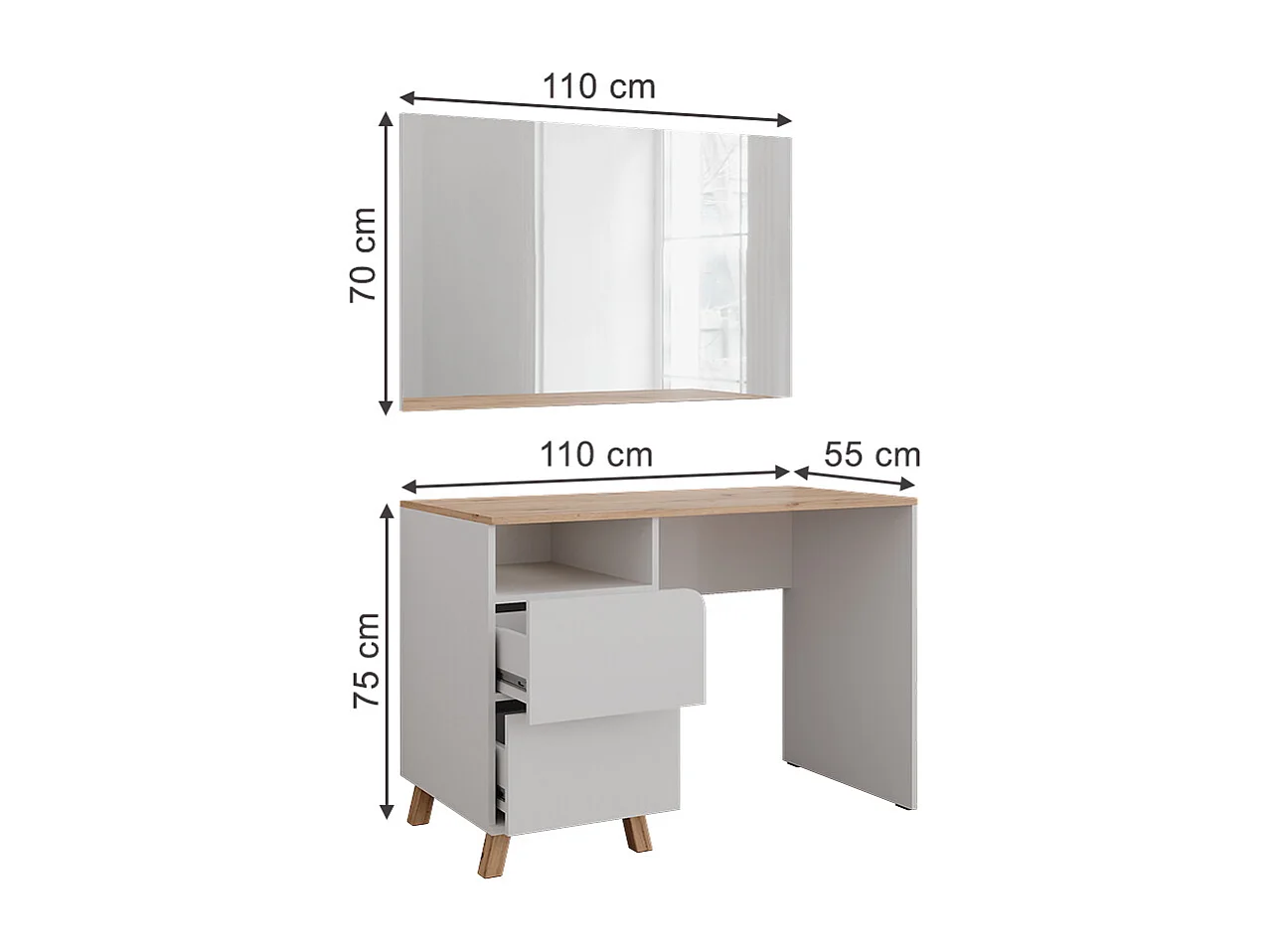 Vanity table white/artisan 110x55x75 karen