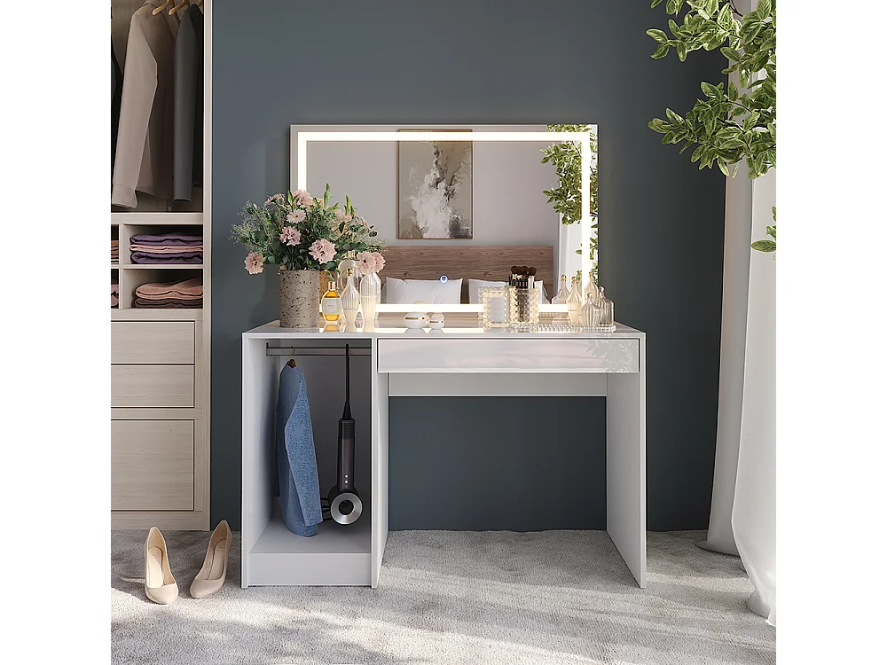 Coiffeuse blanc/blanc brillant 119.8x50.1x76 sherry