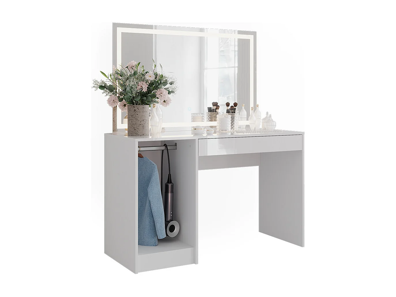 Coiffeuse blanc/blanc brillant 119.8x50.1x76 sherry