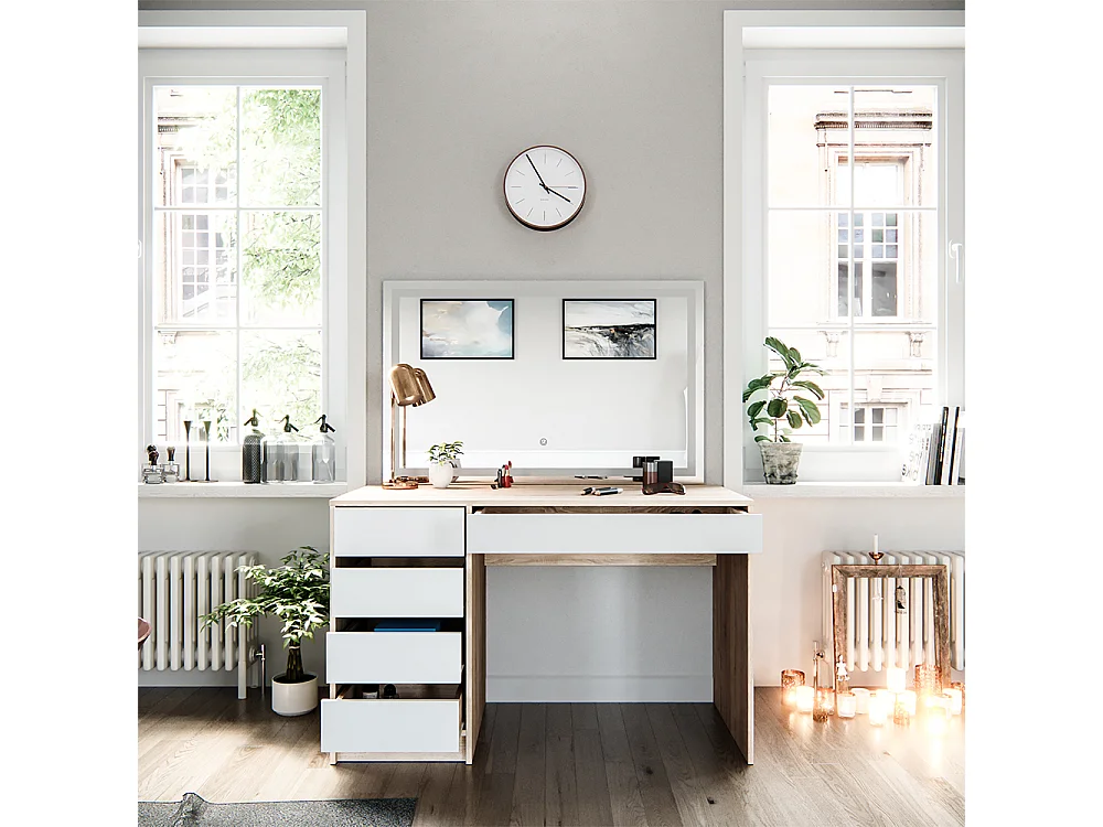 Coiffeuse blanc/sonoma 120x55x75 sherry