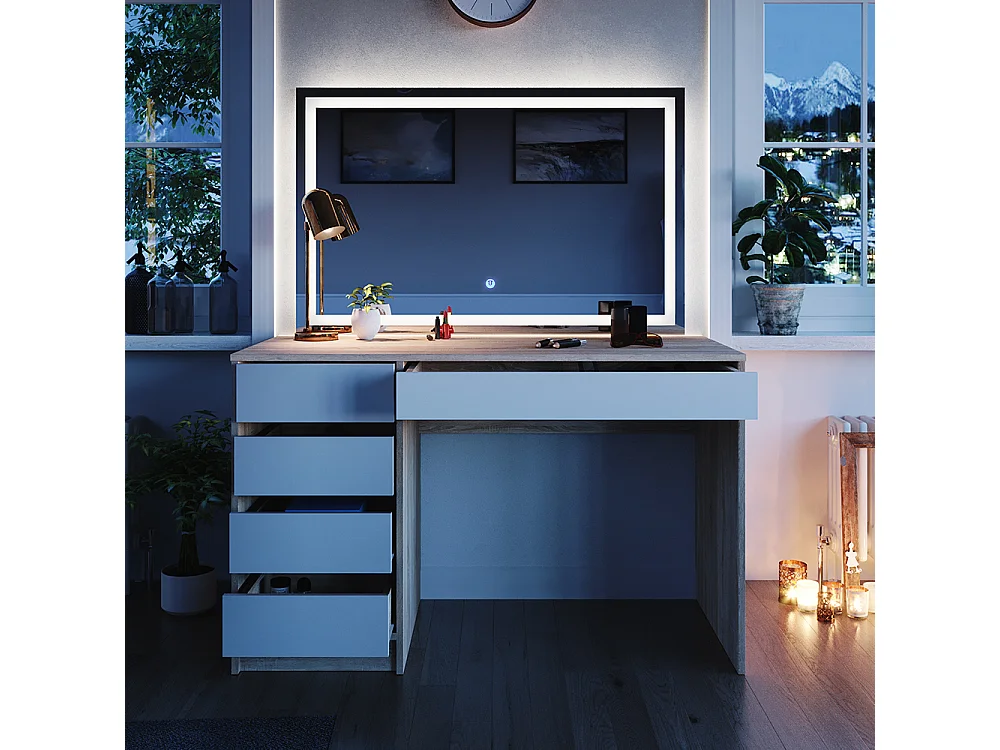 Coiffeuse blanc/sonoma 120x55x75 sherry