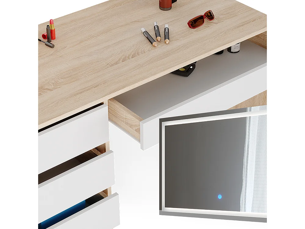 Coiffeuse blanc/sonoma 120x55x75 sherry