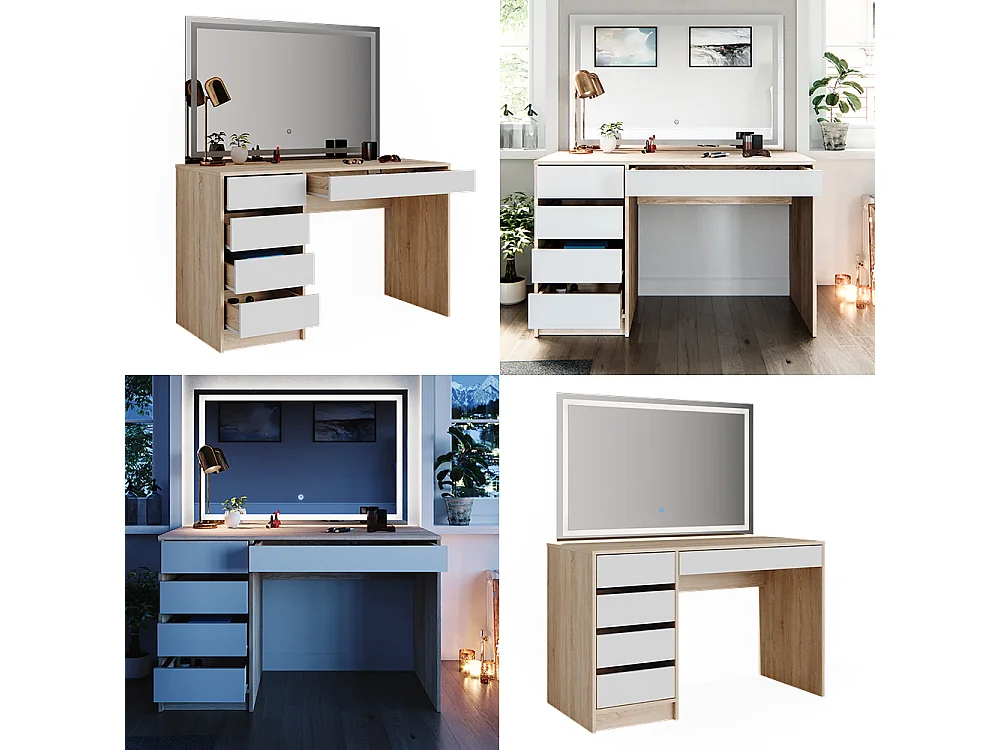 Coiffeuse blanc/sonoma 120x55x75 sherry