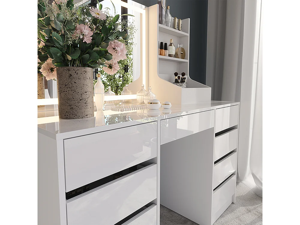 Vanity table white/white high gloss 128.2x50.1x76 sherry