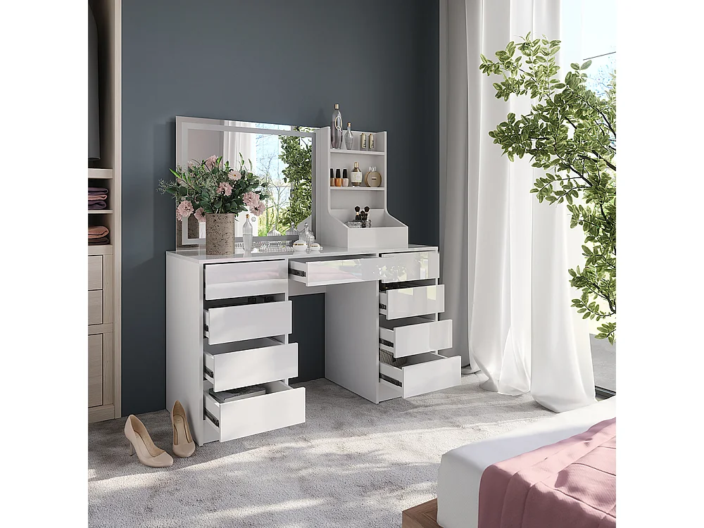 Vanity table white/white high gloss 128.2x50.1x76 sherry