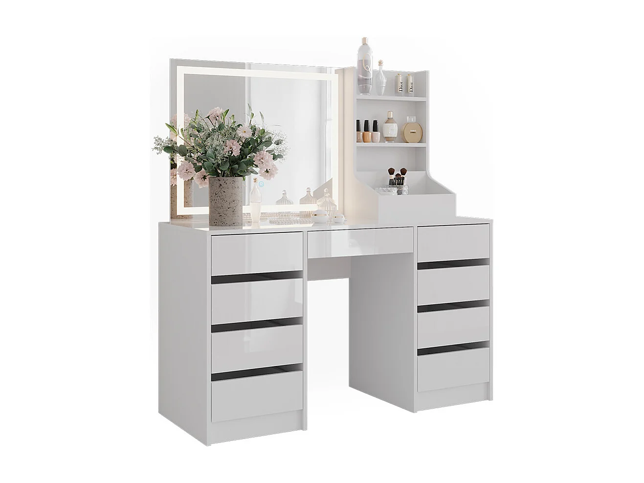 Vanity table white/white high gloss 128.2x50.1x76 sherry