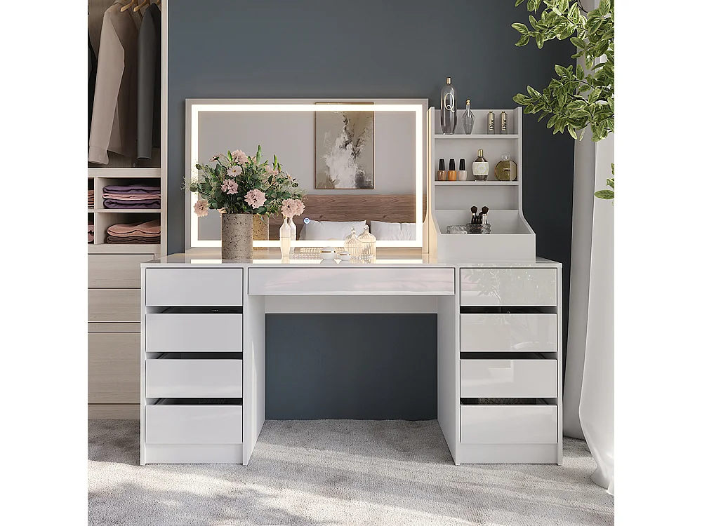 Kaptafel met licht wit/wit hoogglans 158.2x50.1x76 sherry