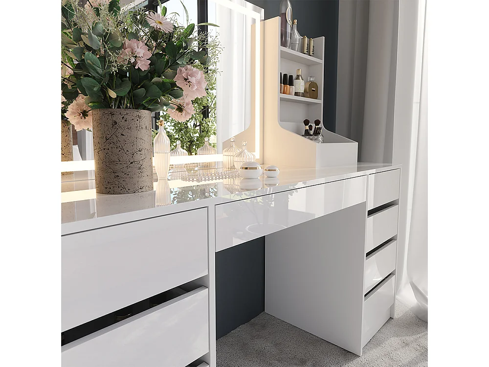 Kaptafel met licht wit/wit hoogglans 158.2x50.1x76 sherry