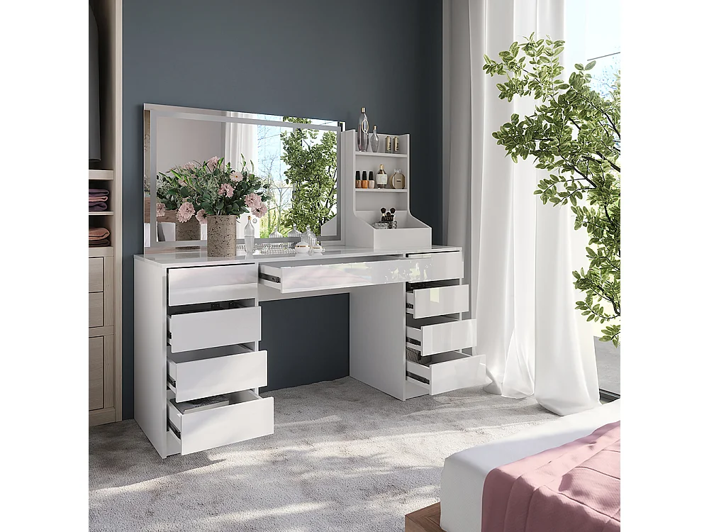 Kaptafel met licht wit/wit hoogglans 158.2x50.1x76 sherry