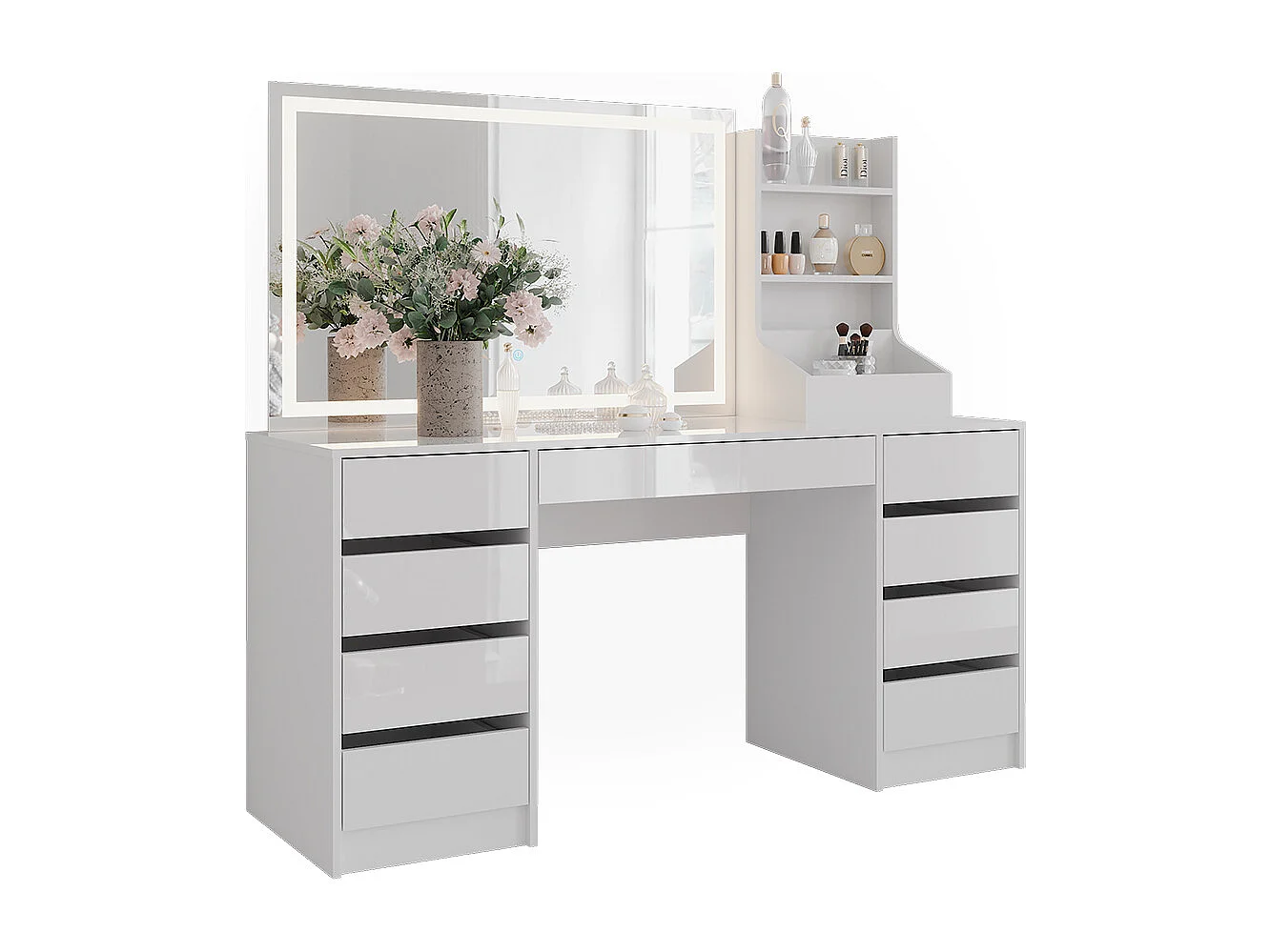 Kaptafel met licht wit/wit hoogglans 158.2x50.1x76 sherry