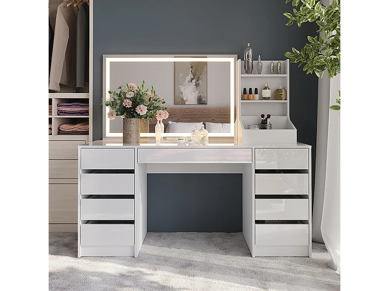 Kaptafel met licht wit/wit hoogglans 158.2x50.1x76 sherry