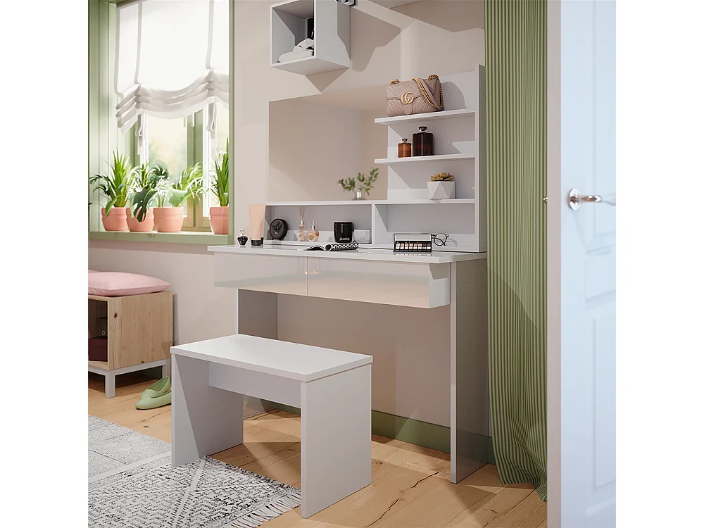 Coiffeuse blanc 120x40x83.5 azur